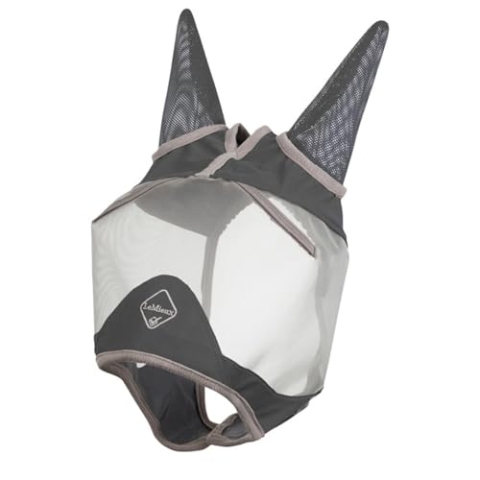LeMieux Horse ArmourShield Pro Halbfliegenmaske mit weichem Bambusfutter, UV-schützendes und atmungsaktives Netzgewebe, Grau, Größe M