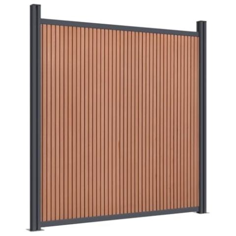 vidaXL Zaunelement mit 2 Pfosten, Gartenzaun für Privatsphäre und Dekoration, Sichtschutz für Außenbereich, Windschutz Zaun Lamellenzaun, Grau WPC