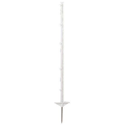 40 Stk. Vollkunststoffpfahl 105 cm Stahlspitze Doppeltritt weiß