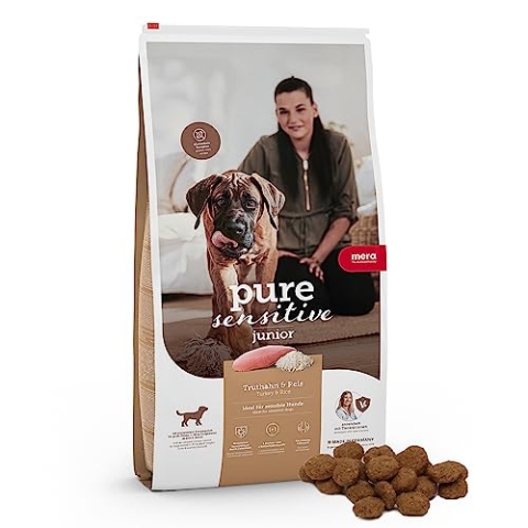 MERA pure sensitive Junior mit Truthahn & Reis (12,5kg), leicht verdauliches Welpenfutter für junge Hunde großer Rassen ab dem 6. Monat