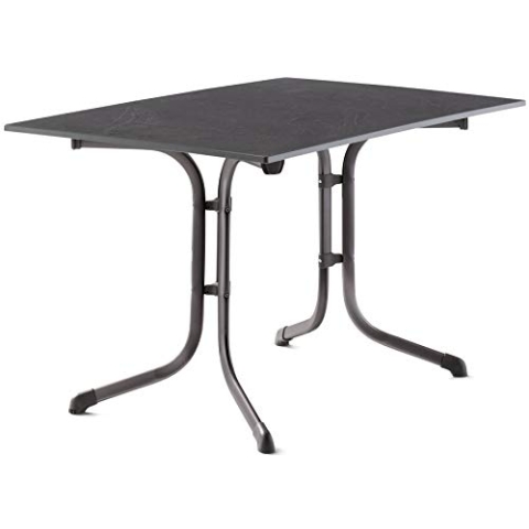 SIEGER Boulevard-Klapptisch mit vivodur-Dekorplatte, 120x80 cm, eisengrau, Schieferdekor anthrazit