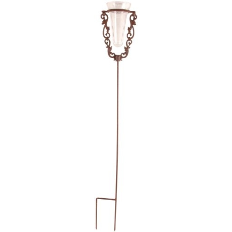 Esschert Design Regenmesser, Niederschlagsmesser aus Gusseisen mit Glaseinsatz, ca. 19 cm x 12 cm x 133 cm