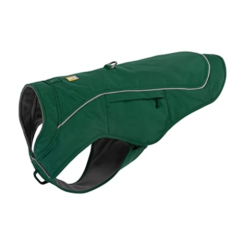 RUFFWEAR Overcoat Fuse 2-in-1-Kombination aus Hundemantel und -Geschirr, mit Fleece Gefütterte Hundejacke, Evergreen M