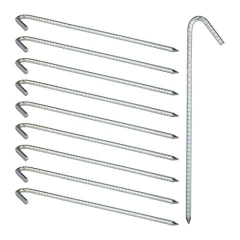 100 x XL Bodenanker im Set, extrem stabile Erdanker, Zeltzubehör, extra lang, 39 cm, Erdnägel Stahl verzinkt, Silber