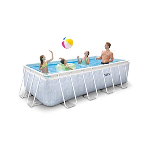 Intex 26780NP – Aufstellpool Prism Frame Chevron Rechteckig, Filterpumpe 2006 L/h, Leiter, 6836 L, Stahl und PVC, Mehrfarbig, 400x200x100 cm