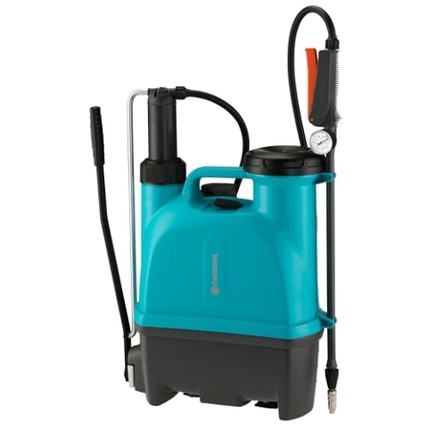 Gardena Rückenspritzgerät 12l Plus: Drucksprühgerät mit Teleskop-Lanze, große Einfüllöffnung, ergonomisch geformter Behälter, hochwertige Messingdüse, Sprühstrahl möglich (11142-20)