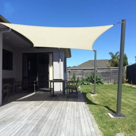 Dripex Sonnensegel wasserdicht Sonnenschutz Set 3X3 m inkl Befestigungsseile Rechteckig Polyester Imprägniert 95% UV Schutz Windschutz Wetterschutz für Balkon Garten Terrasse - Cremeweiß