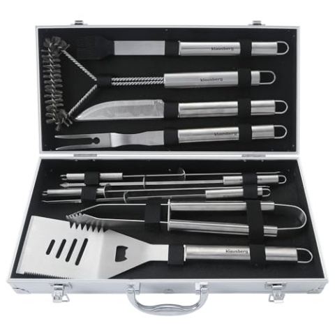 Grillbesteck-Set, 10-teilig, Grillwerkzeuge, BBQ Besteckset, Grillzubehör Set KLAUSBERG KB-7901