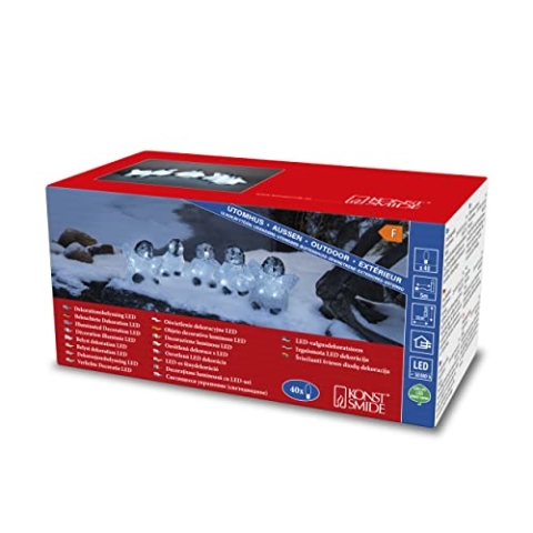 Konstsmide LED Acryl Babypinguine, 5er-Set, 40 kalt weiße Dioden, 24V Außentrafo, weißes Kabel - 6266-203, Weiß