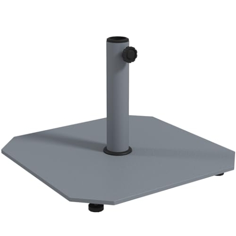 Outsunny Sonnenschirmständer aus Metall 18,5 kg Schirmständer, Quadratisch Schirmhalter, Schirmgewicht, Ständer für Sonnenschirm 32/38/48mm Rohrdurchmesser, für Balkon, Terasse, Grau