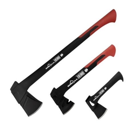 siwitec Axt Set - 450, 800 & 2500 Gramm Kopfgewicht, Spaltaxt für Holz, Beil zum Spalten, Camping & Survival, Mini Axt