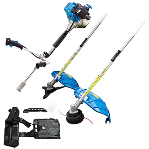 BITUXX 2in1 Benzin Motorsensen Set 4-Takt Trimmer Freischneider mit Fadenkopf 3-Zahnblatt und Doppelschultergurt - laufruhiger 4-Taktmotor - 31ccm