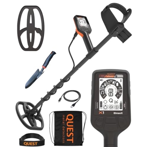 Quest X1 IDmaxX Komplettset, Metalldetektor mit Zubehör, Metallsuchgerät