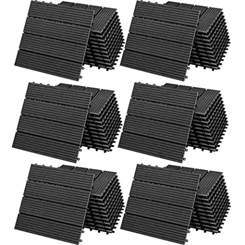 Casaria® WPC Fliesen 30x30 cm 66er Set 6m² Stecksystem Drainage Zuschneidbar Terrasse Balkon Garten klick Klassik Anthrazit