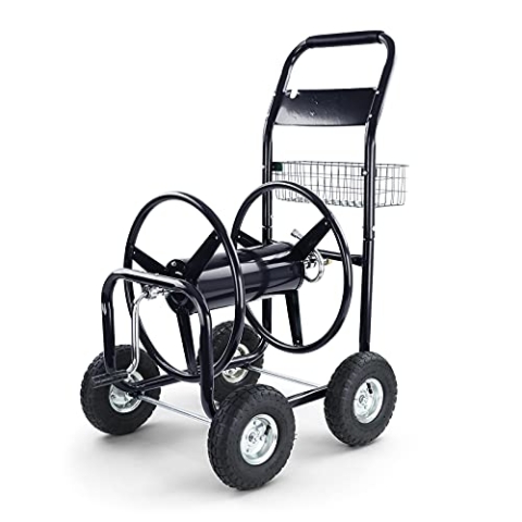 RAMROXX Schlauchwagen Schlauch Handwagen mit Handkurbel Schwarz bis 106m Gartenschlauch