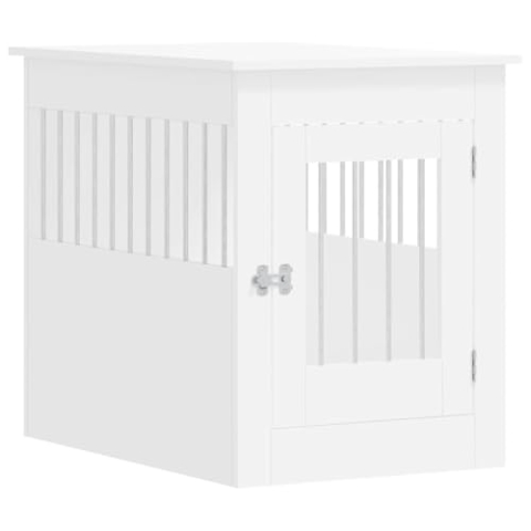 vidaXL Hundekäfig im Möbelstil, Abschließbar Hundebox mit Tür, Hundehütte Beistelltisch mit 2-in-1-Funktion, Hundehaus Haustierkäfig, Weiß 55x80x68 cm Holzwerkstoff
