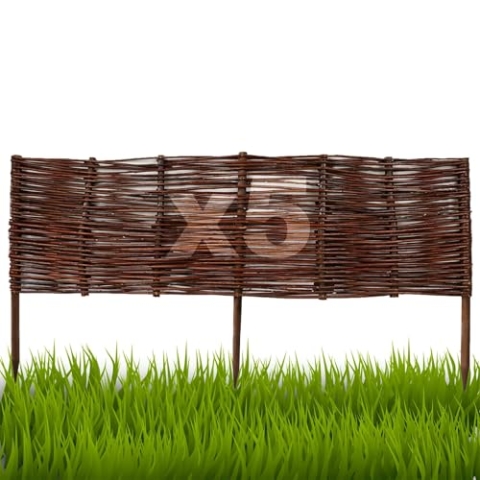 Floranica 5 Stück Beetbegrenzung aus Weide 20 cm x 100 cm Rasenkante aus Weidengeflecht Beeteinfassung Rasenkante Beetzaun Weidenzaun Palisade Abtrennung von Blumenbeetwegen Gartenbeeten