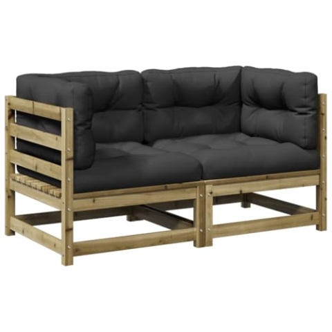 vidaXL Garten Sofa Garnitur 2-TLG., Gartenmöbel Set mit Kissen Latten-Design, Sitzgruppe für Garten Terrasse, Modular Gartensofa Lounge, Kiefernholz Imprägniert