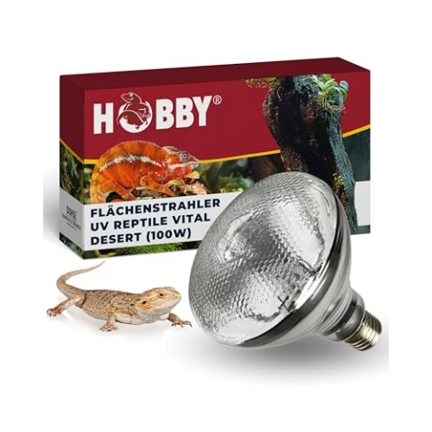 HOBBY Terraristik UV Reptile vital Desert I UV-Lampe für Terrarien I 100 W I UV- Lampe für die Reptilienhaltung I UV-Flächenstrahler für wüstenbewohnende Reptilien I energieeffizient & langlebig