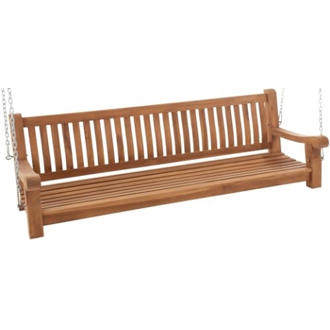 CLP Schaukelbank Joyce I Gartenschaukel aus Teakholz I Holzschaukel wetterfest und massiv I mit Befestigungsmaterial, Farbe:Teak, Größe:200 cm