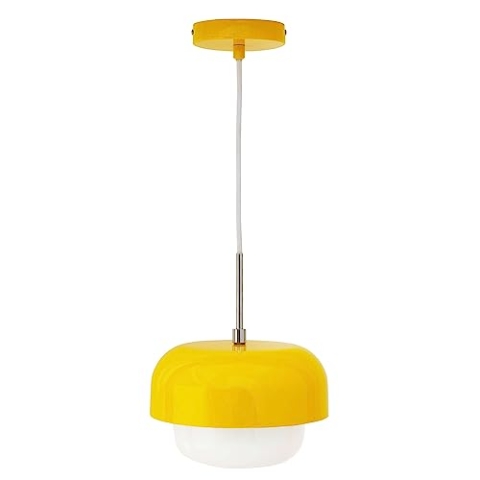 Dyberg Larsen - Haipot Gelb Deckenlampe - Gelb Hängeleuchte - Hängelampe aus Metall und Opalglas - Pendelleuchte Esstisch und Elegant Zimmer Deko - Dänisches Design - Ohne leuchtmittel