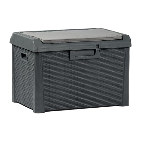 TOOMAX Auflagenbox Kissenbox mit Kissen, Anthrazit, 73 x 50.5 x 49.5 cm