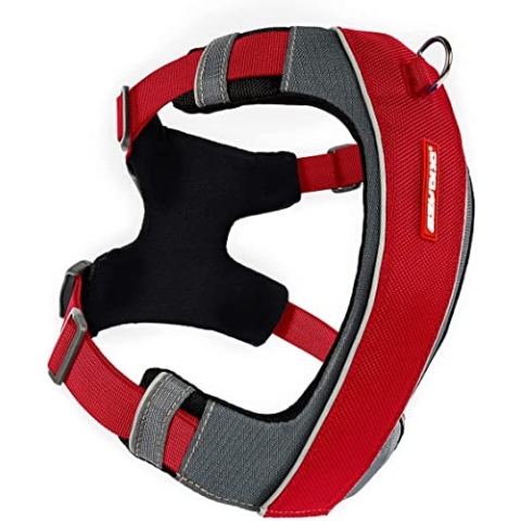 EzyDog No-Pull Hundegeschirr für Mittelgroße und Große Hunde, X- Link Anti Zug Geschirr Hund Verstellbar, Reflektierendes, Größenverstellbar, Brustgeschirr Gepolstert (XL, Rot)
