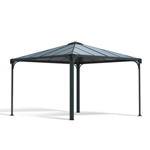 Palram Canopia Palermo 3600 Gartenpavillon: Hchst Widerstandsfhig, Hardtop Pavillon Robuste Aluminiumkonstruktion Mit Dach Aus Polycarbonat. Ideal Als Freistehende Berdachung, 360x360x295 cm, Grau