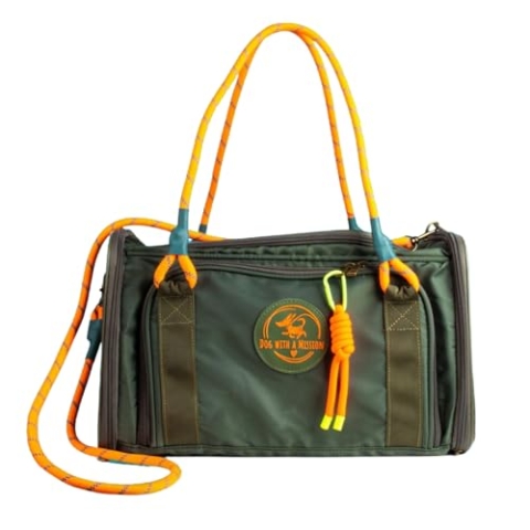 Dog with a Mission - Reisetasche | Hundetragetasche | Tiertragetasche | Tasche | Travel Mate | Grün | Orange | Einheitsgröße - 40 x 24 x 28 cm