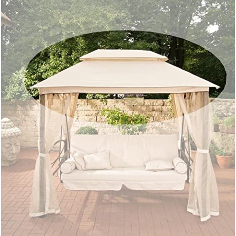 CLP Ersatzdach Für Hollywoodschaukel Kenia I Wetterschutz Für Hollywoodschaukel I Sonnendach Hängeschaukel Kenia, Farbe:Creme
