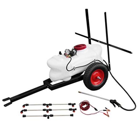 MAXBLAST 60L Sprühgerät Drucksprüher Anhänger 12V Pflanzensprüher Unkrautsprüher Unkrautvernichter Dünger Sprühdünger 9 Bar Sprühbehälter Rasendünger