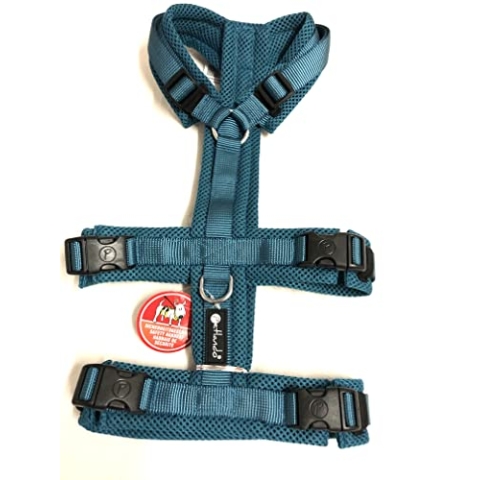 Petlando Mesh Sicherheitsgeschirr XL Petrol Halsumfang 46-80 cm, Brustumfang 67-93 cm, Bauchumfang 61,5-85 cm, Länge 50,5 cm, 32-38 kg