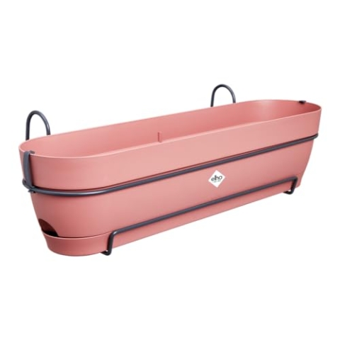 elho Vibia Campana Balkonkasten Allin1 70 mit Wasserreservoir - Übertopf für Balkon - 100% recyceltem Plastik - Ø 70.4 x H 17.7 cm - Rosa/Puderrosa