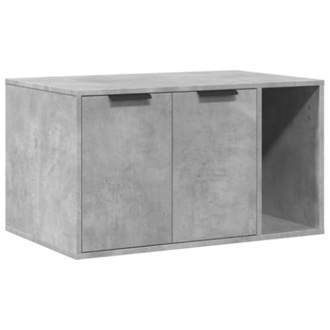 vidaXL Katzenklo Schrank, Katzenschrank Katzentoilette, Beistelltisch Katzenhaus, Katzenmöbel Verstecktes Design, Betongrau Holzwerkstoff