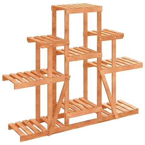 vidaXL Blumenständer, Pflanzenregal Holz, Blumenregal für Wohnzimmer Balkon Terrasse, Pflanzenständer mit viel Platz, Massivholz Tanne