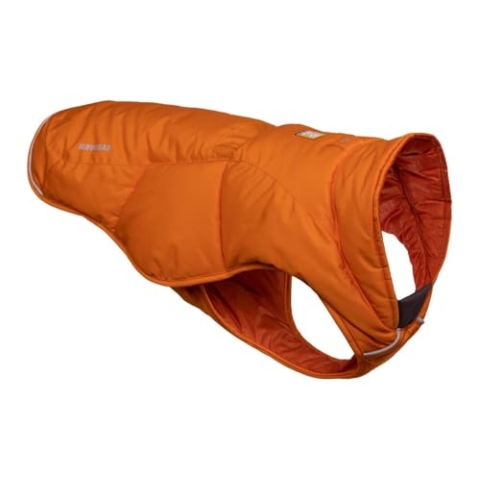 RUFFWEAR Quinzee Jacket, Verpackbarer, Isolierter Wintermantel für Hunde, X-Large, Campfire Orange