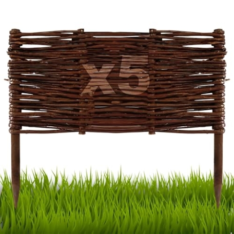 Floranica 5 Stück Beetbegrenzung aus Weide 30 cm x 40 cm Rasenkante aus Weidengeflecht Beeteinfassung Rasenkante Beetzaun Weidenzaun Palisade Abtrennung von Blumenbeetwegen Gartenbeeten