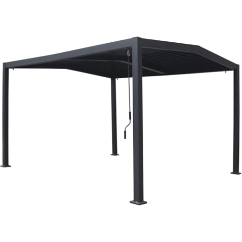 Bioklimatische Pergola mit 2 Dachteilen "Victoria" aus Aluminium und Metall- 3,5 x 4 m - Grau
