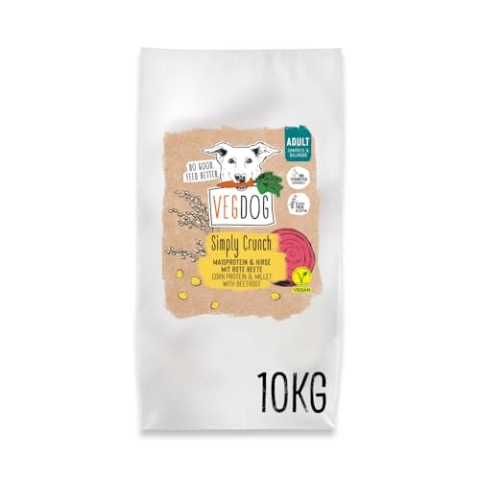 VEGDOG Simply Crunch hypoallergenes Trockenfutter (10 kg) | Adulte Hunde | ohne Gluten und Soja, gut verträglich | Alleinfutter für Allergiker mit Maisprotein