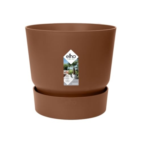 elho Greenville Rund 40 - Blumentopf für Innen und Außen - Selbstbewässerungstopf - 100% Recyceltem Plastik - Ø 39.0 x H 36.8 cm - Braun/Ingwer Braun