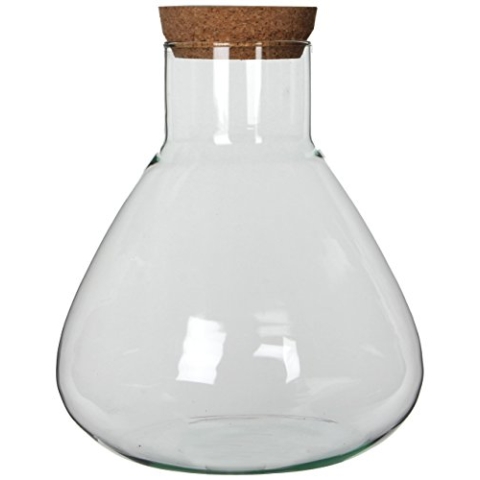 MICA Decorations Decorations Glas Terrarium Glasdose mit Korkverschluß Emily recyceltes Glas transparent- H 32 x D 29 cm