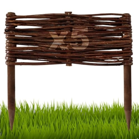 Floranica 5 Stück Beetbegrenzung aus Weide 10 cm x 30 cm Rasenkante aus Weidengeflecht Beeteinfassung Rasenkante Beetzaun Weidenzaun Palisade Abtrennung von Blumenbeetwegen Gartenbeeten