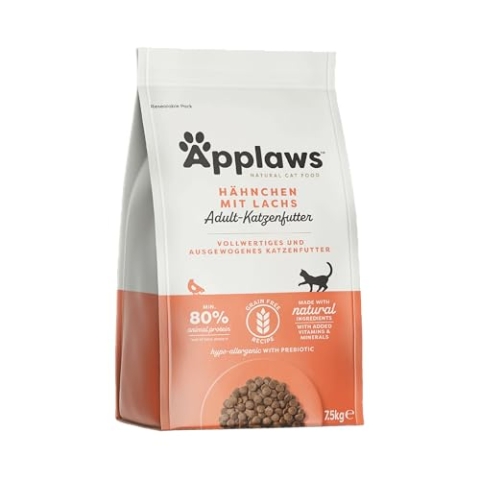 Applaws Katzentrockenfutter Adult, Huhn mit extra Lachs, getreidefrei und komplett 7,5 kg (1 Packung)