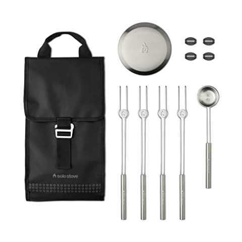 Solo Stove Mesa XL Accessorie-Set | Inkl. 4 Mini-Röstspieße aus Edelstahl + Ablagen, Pellet Schaufel, Mesa XL Deckel, Aufbewahrungsetui, Zubehör-Set für Outdoor Feuerstelle, 22,4 x 40,6 cm, 1,1 kg