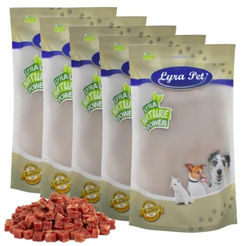 Lyra Pet® 5 kg Entenfleischwürfel mit Fisch | Kausnack von Ente & Fisch | Idealer Belohnungs- & Trainingssnack | Leckerli auch für Welpen & ältere Hunde | Proteinreich | Wiederverschließbar