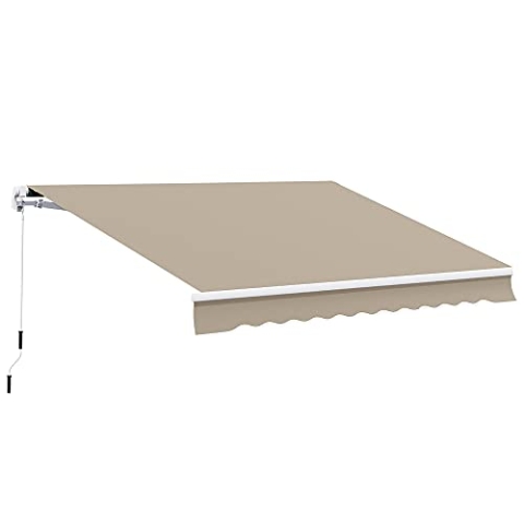 Outsunny Markise Alu-Markise Gelenkarmmarkise Markise 3,95m Sonnenschutz Balkon Beige