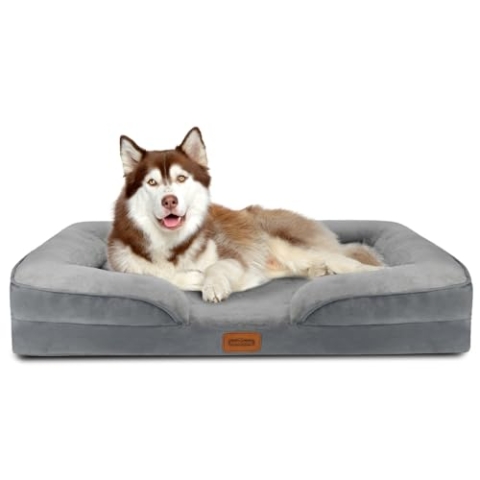 Nobleza Orthopädisches Hundebett Grosse Hunde,135x107x17cm, Memory Foam Hundekorb Mittelgroße Hunde, Waschbar Hundesofa Wasserdicht rutschfest, Hundecouch mit Hohem Rand, kleine Hundematratze, Grau