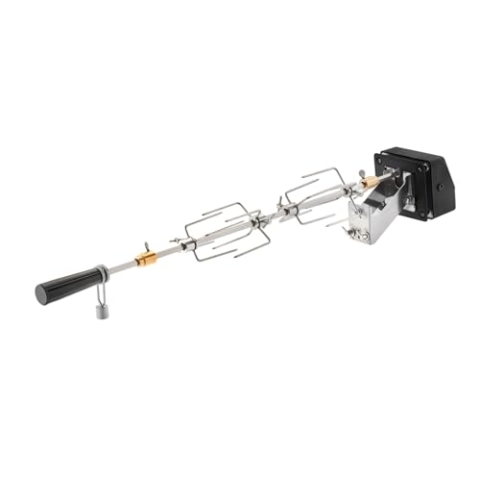 RÖSLE Premium-Drehspieß, Hochwertiger Grillspieß für RÖSLE BBQ-Stationen für VIDERO G2/G3, MAGNUM G3 und Kugelgrill No.1 F60 mit Gourmetring, Traglast 10 kg, Edelstahl 18/10