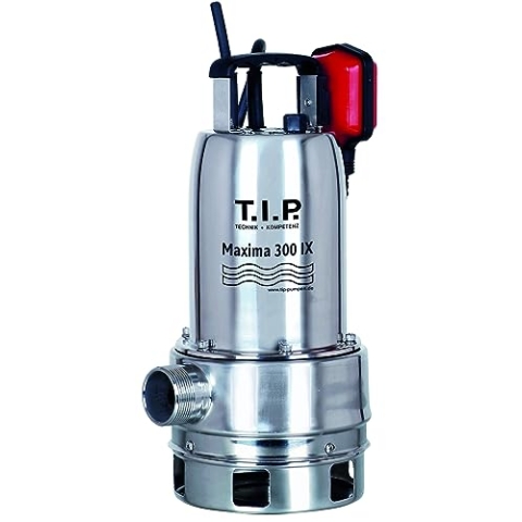 T.I.P. 30116 Schmutzwasser Tauchpumpe Maxima 300 IX Edelstahl, bis 18.000 l/h Fördermenge Silber