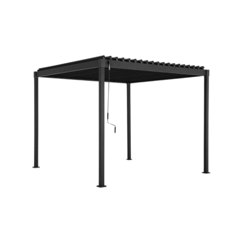 MIRADOR Pergola 80 Solid 3x4 m Stahl Anthrazit verstellbares Lamellendach Garten Terasse Pergola Winterfest Stabil Pavillion
